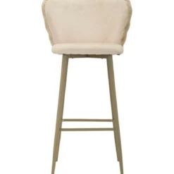 Sgabelli da Bar Set 2 Pezzi Crema Seduta Imbottita Schienale Lavorato