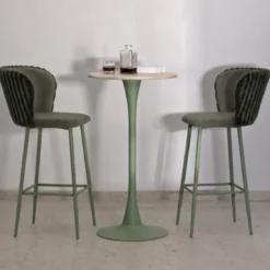 Sgabelli da Bar Set 2 Pezzi Verde Seduta Imbottita Schienale Lavorato