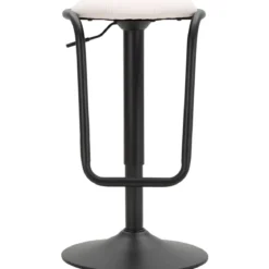 Sgabello Bar Girevole Regolabile Metallo Nero Tessuto Imbottito Beige