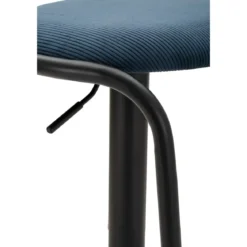 Sgabello Bar Girevole Regolabile Metallo Nero Tessuto Imbottito Blu