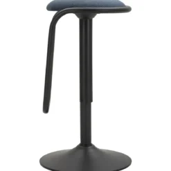 Sgabello Bar Girevole Regolabile Metallo Nero Tessuto Imbottito Blu