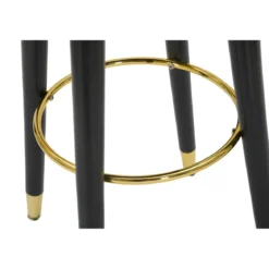 Sgabello Bar in Velluto Grigio Finitura Oro con Poggiapiedi Moderno