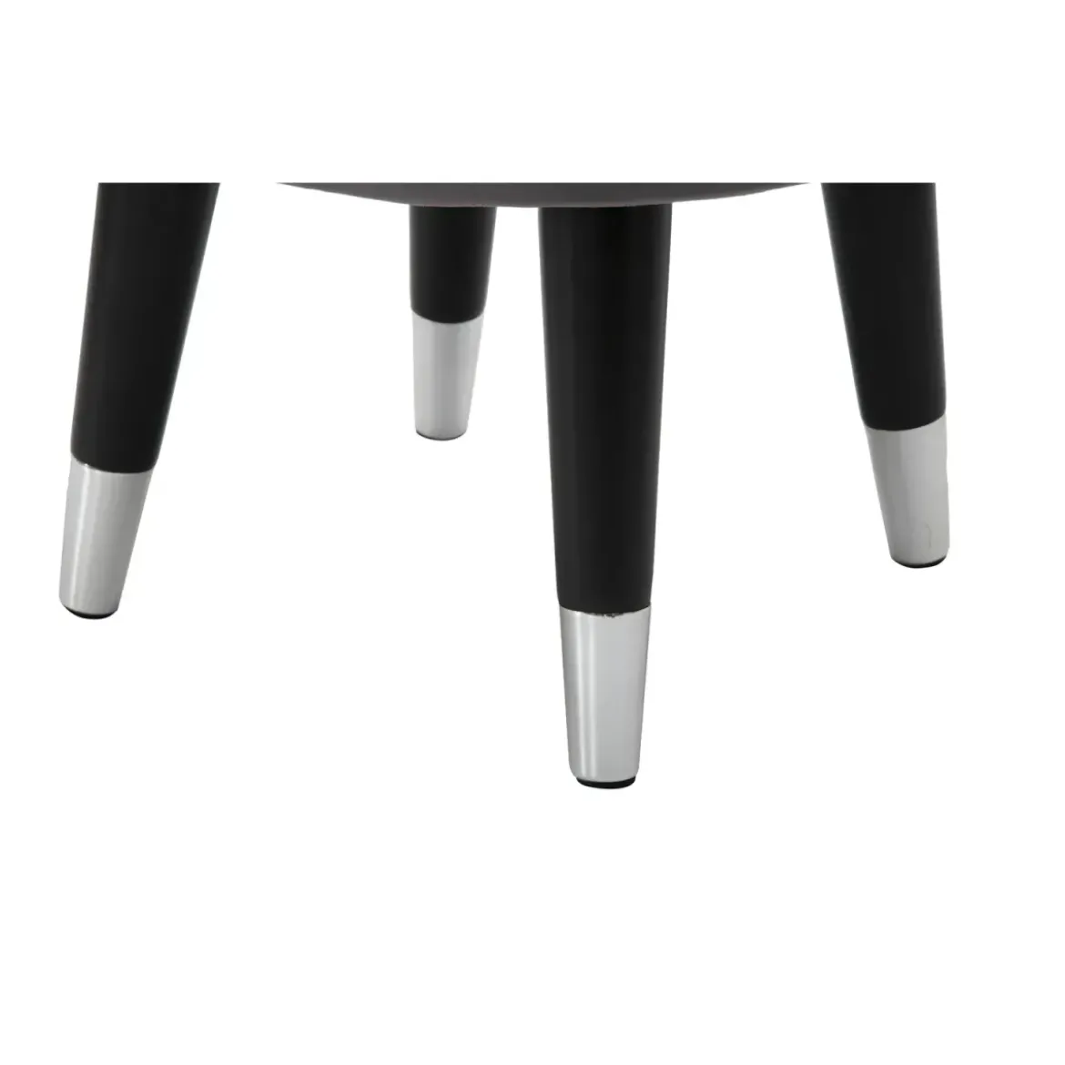 Sgabello Basso in Velluto Grigio Finiture Argento Pouf Salotto Camera
