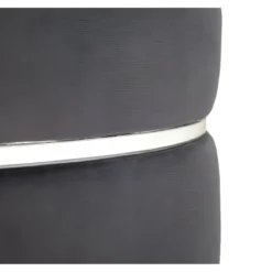 Sgabello Basso in Velluto Grigio Finiture Argento Pouf Salotto Camera