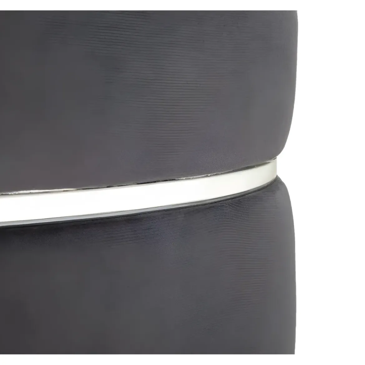 Sgabello Basso in Velluto Grigio Finiture Argento Pouf Salotto Camera