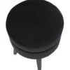 Sgabello Basso in Velluto Nero con Finiture Oro Pouf Salotto Camera