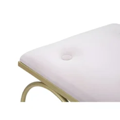 Sgabello Basso Rosa a Cuore in Metallo Oro con Seduta in Velluto