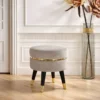 Sgabello Basso Velluto Grigio Chiaro Finiture Oro Pouf Salotto Camera