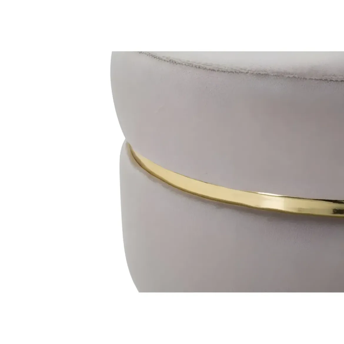 Sgabello Basso Velluto Grigio Chiaro Finiture Oro Pouf Salotto Camera