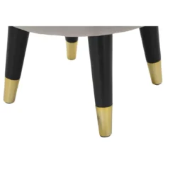 Sgabello Basso Velluto Grigio Chiaro Finiture Oro Pouf Salotto Camera