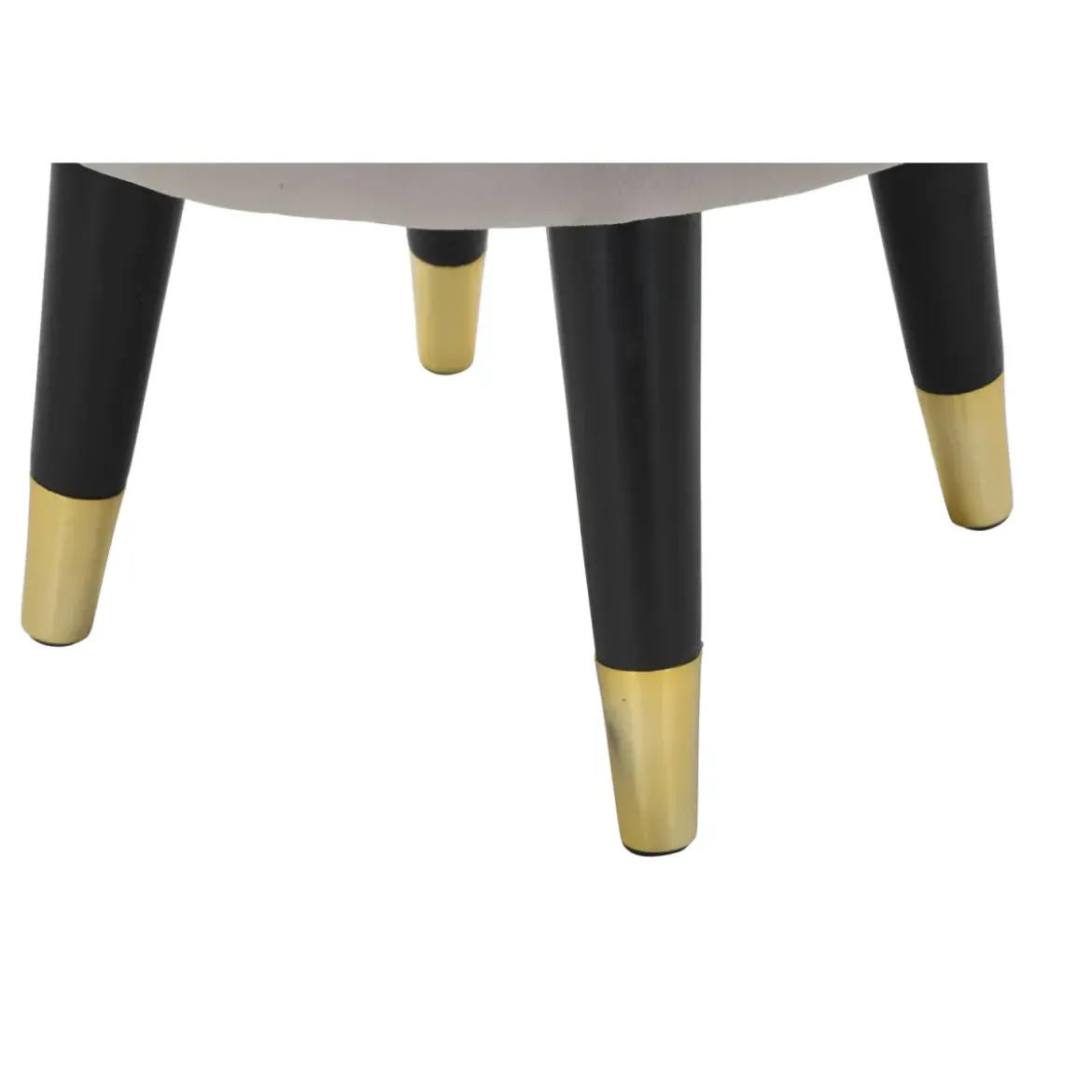 Sgabello Basso Velluto Grigio Chiaro Finiture Oro Pouf Salotto Camera