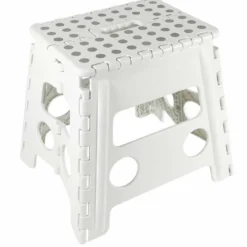 Sgabello Bianco Pieghevole Salvaspazio per la Casa Alto 32 cm in Plastica