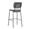 Sgabello Imbottito in Tessuto Grigio Scuro Struttura in Metallo Nero