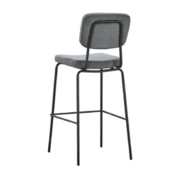 Sgabello Imbottito in Tessuto Grigio Scuro Struttura in Metallo Nero