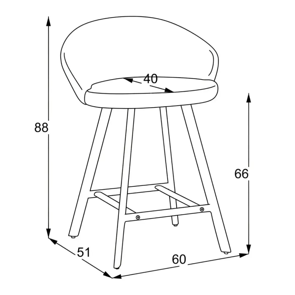 Sgabello Imbottito in Tessuto Tortora con Gambe Nere in Metallo