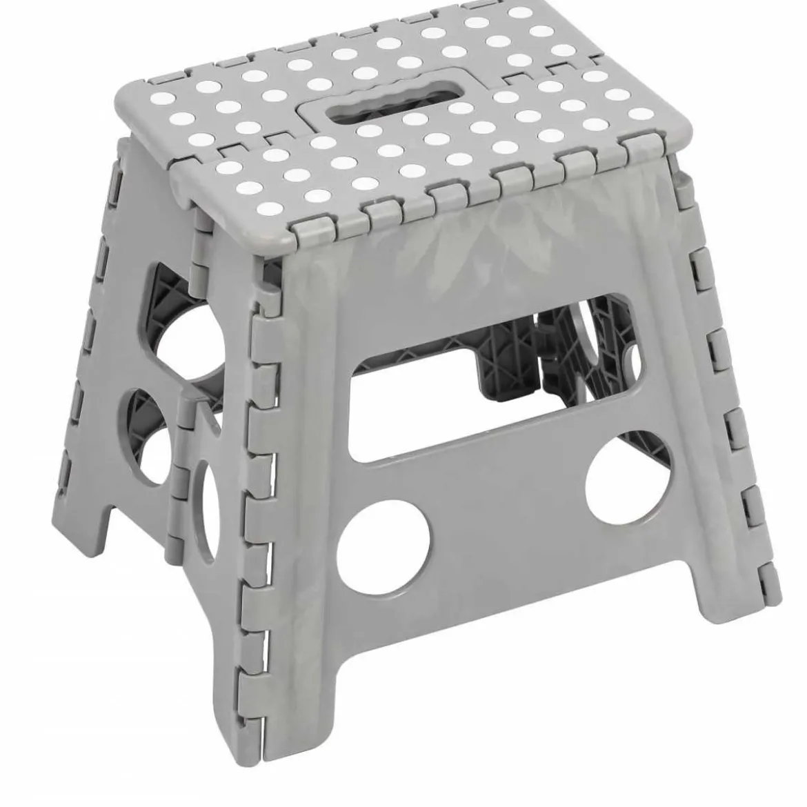 Sgabello Pieghevole Salvaspazio Grigio per la Casa Alto 32 cm in Plastica