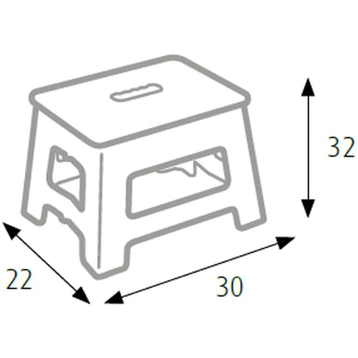 Sgabello Pieghevole Salvaspazio Grigio per la Casa Alto 32 cm in Plastica
