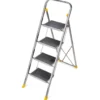 Sgabello Scaletta Pieghevole Alluminio 4 Gradini Antiscivolo Nero 150 kg