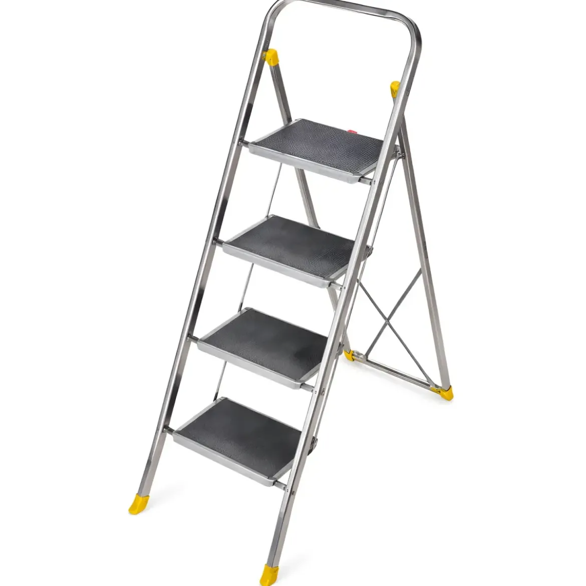 Sgabello Scaletta Pieghevole Alluminio 4 Gradini Antiscivolo Nero 150 kg