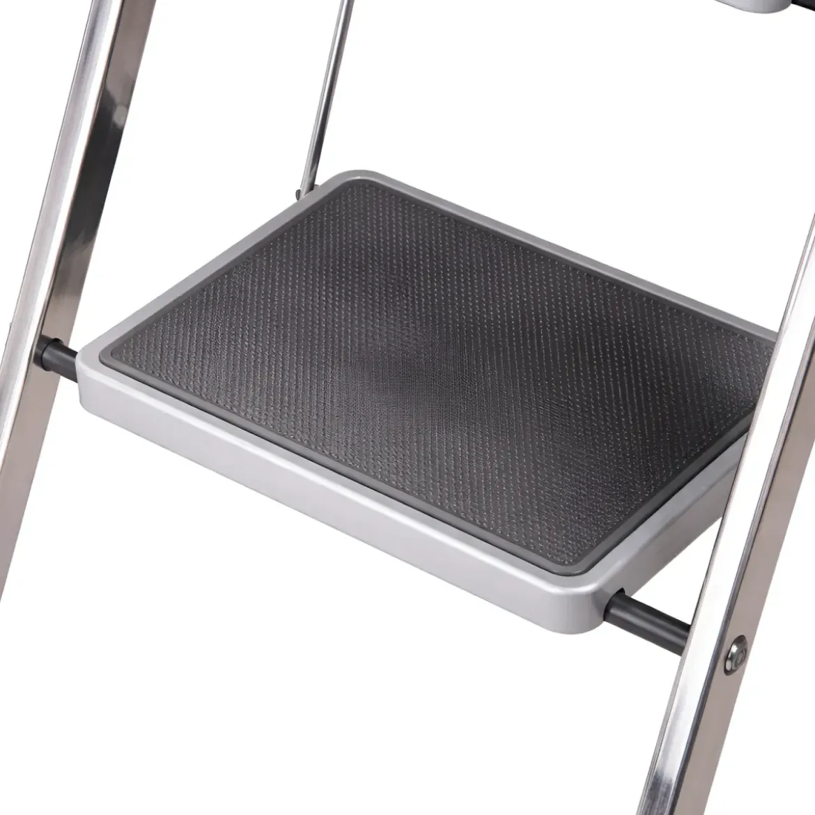 Sgabello Scaletta Pieghevole Alluminio 4 Gradini Antiscivolo Nero 150 kg