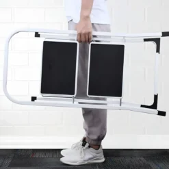 Sgabello Scaletta Pieghevole Acciaio 2 Gradini 47 cm Antiscivolo Nero