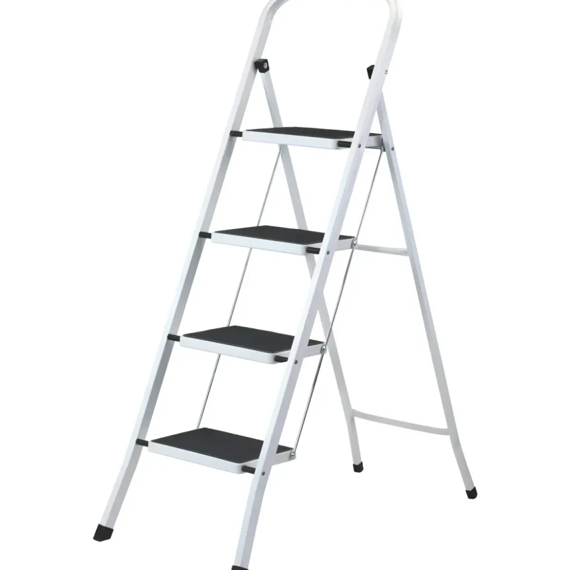 Sgabello Scaletta Pieghevole Acciaio 4 Gradini Antiscivolo Nero 150 kg