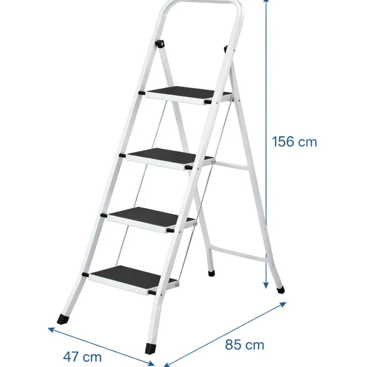 Sgabello Scaletta Pieghevole Acciaio 4 Gradini Antiscivolo Nero 150 kg