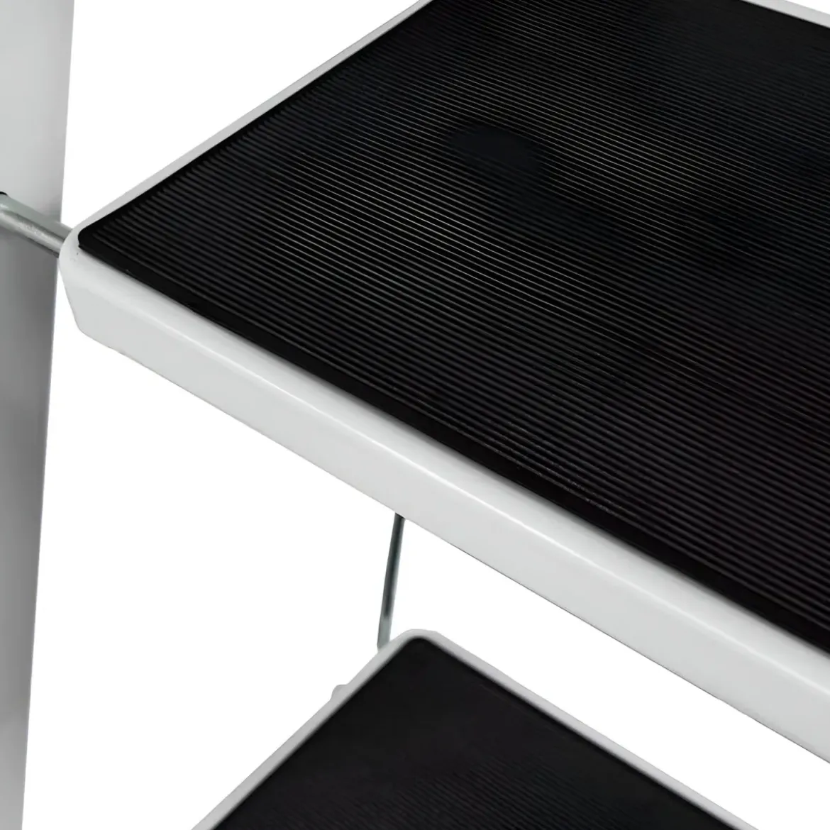 Sgabello Scaletta Pieghevole Acciaio 4 Gradini Antiscivolo Nero 150 kg