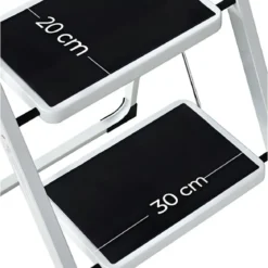 Sgabello Scaletta Pieghevole 3 Gradini 30x20 Acciaio Nero Salvaspazio