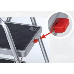 Sgabello Scaletta Pieghevole Facal 4 Gradini Antiscivolo Acciaio Nero