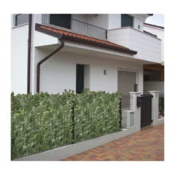 Siepe Sempreverde 1.5x3 con Rete Ombreggiante Artificiale Lauro Giardino Balcone