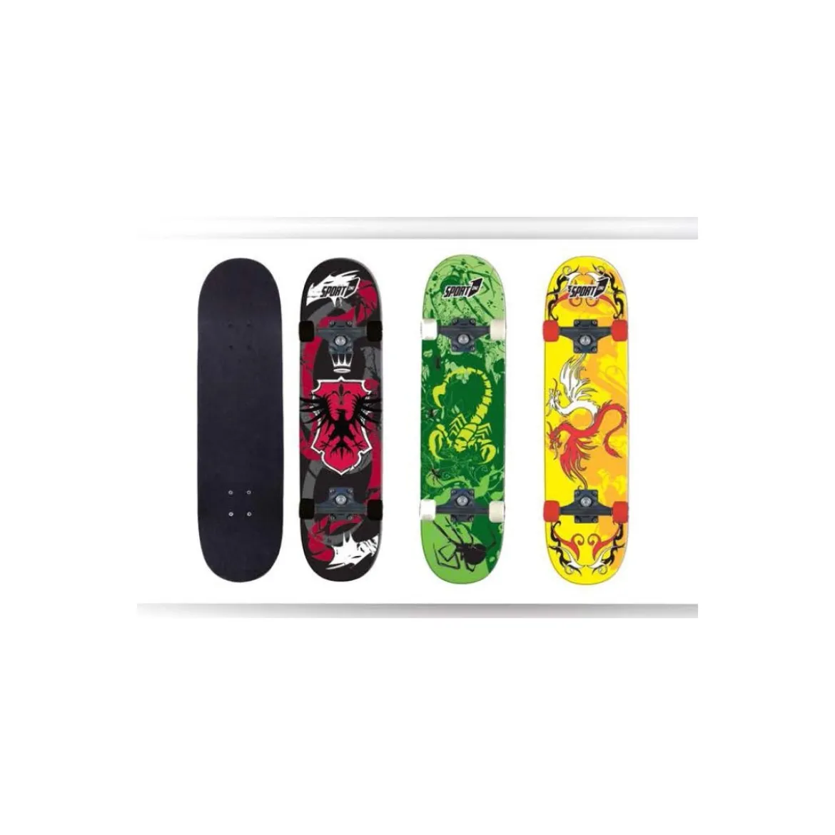 Skateboard Bambini Legno Acero 80 cm 9 Strati con Ruote ABEC1 Colorato