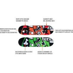 Skateboard Bambini 60x15cm con Cuscinetti ABEC1 Ruote PVC Mostri