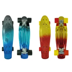 Skateboard 57 cm Cromato Ruote PVC Struttura in Alluminio Blu o Rosso