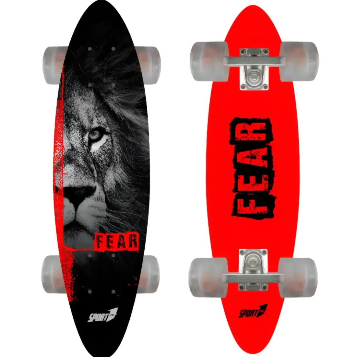 Skateboard 61 cm in Legno con Ruote Luminose da Esterno Rosso o Verde