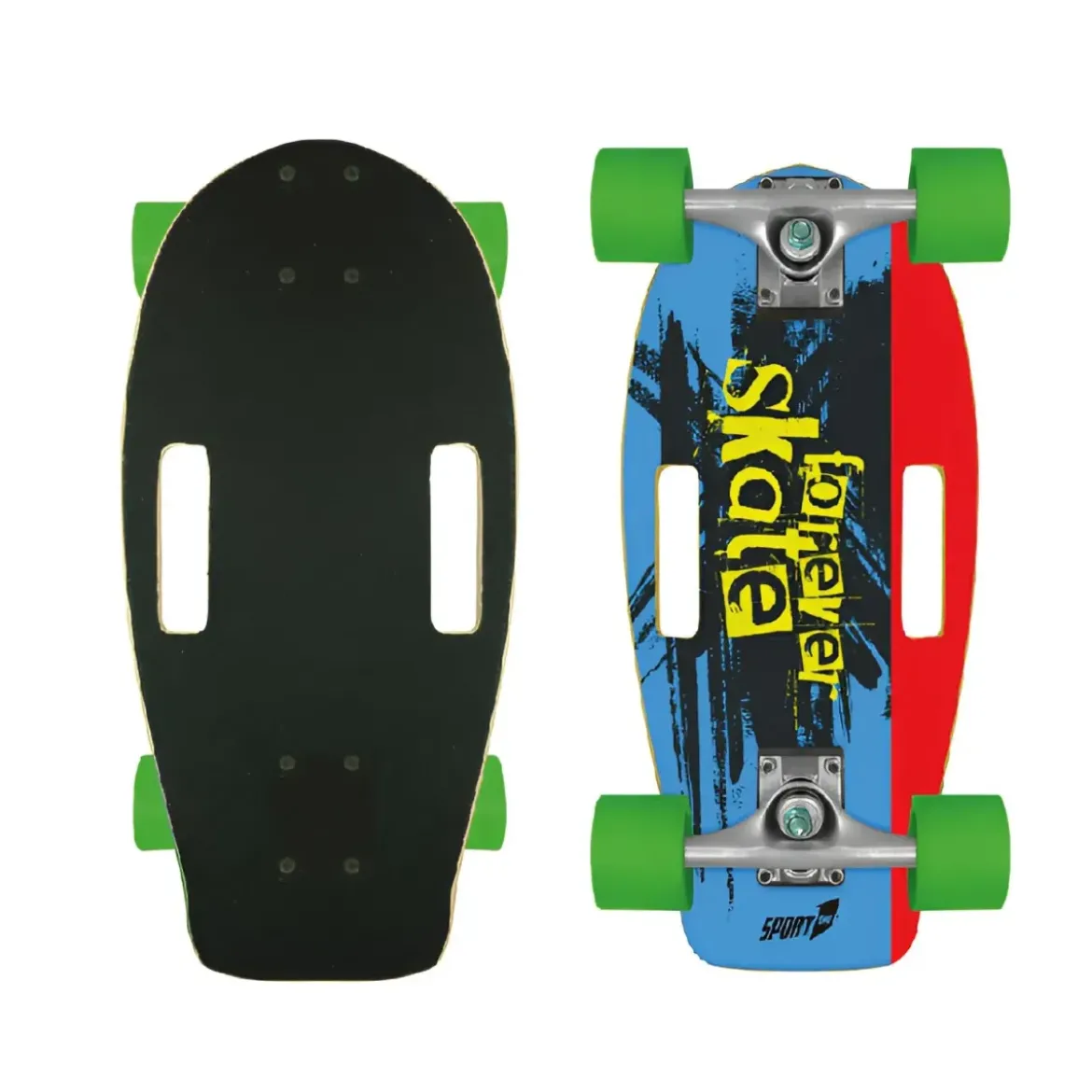 Skateboard Compatto 48 cm in Legno con Maniglia Doppia per Principianti