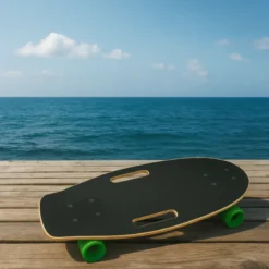 Skateboard Compatto 48 cm in Legno con Maniglia Doppia per Principianti