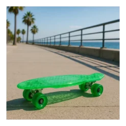 Skateboard Trasparente 57 cm Ruote Grandi da Esterno Verde o Celeste