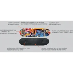 Skateboard 79x20 Acero 7 Strati con Cuscinetti ABEC7 Street Graffiti