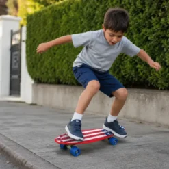 Skateboard 57x15 Bandiera USA ABS Termoplastico con Cuscinetti ABEC7
