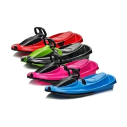 Slitta Bob Biposto Stratos Rosso con Volante Freno Slittino da Neve Max 120 kg