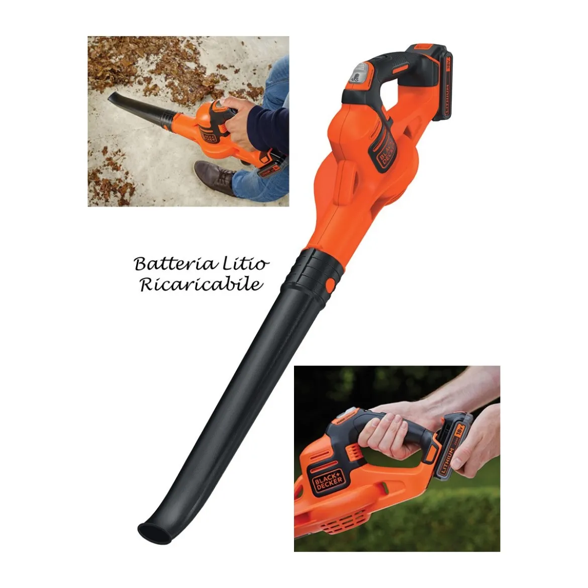 Soffiatore a Batteria Ricaricabile Litio 18V Tubo Black & Decker Foglie Giardino