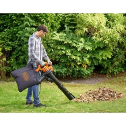 Soffiatore Black&Decker 2600W con Aspiratore e Trituratore per Giardino