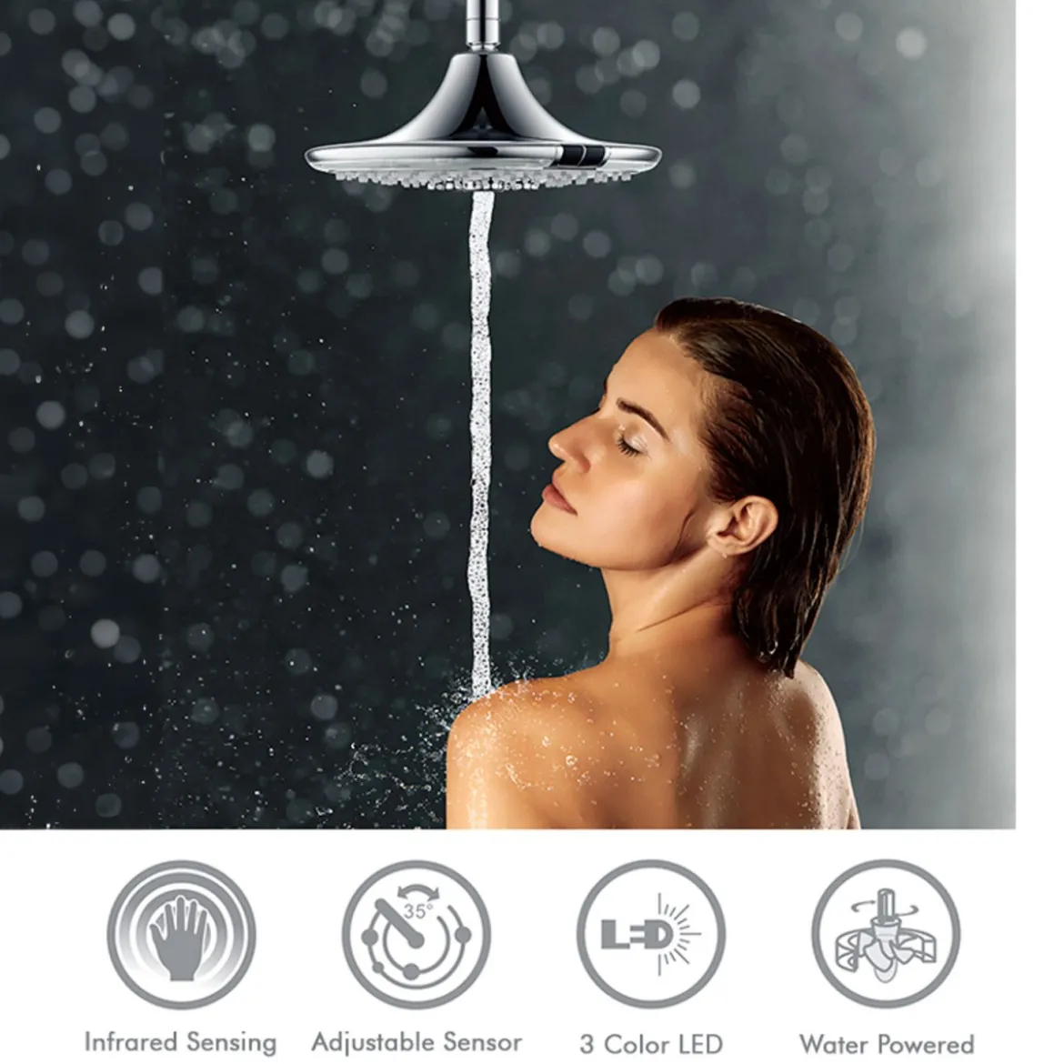 Soffione a Led Tondo per doccia diametro 24 cm a Pioggia