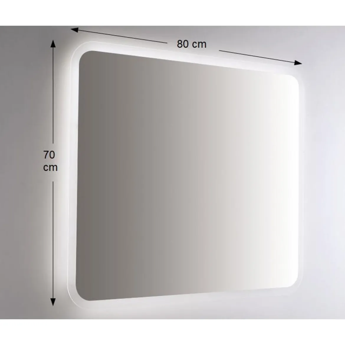 Specchio da Bagno Rettangolare Retroilluminato a Led 80x70 da Parete