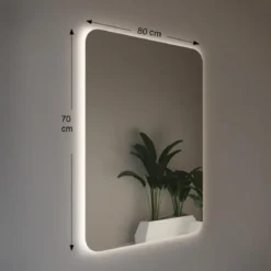 Specchio da Bagno Rettangolare 70x80 da Parete con Illuminazione Perimetrale