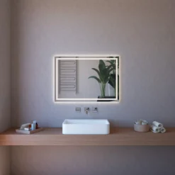 Specchio da Bagno 100x70 Rettangolare Reversibile con Retroilluminazione