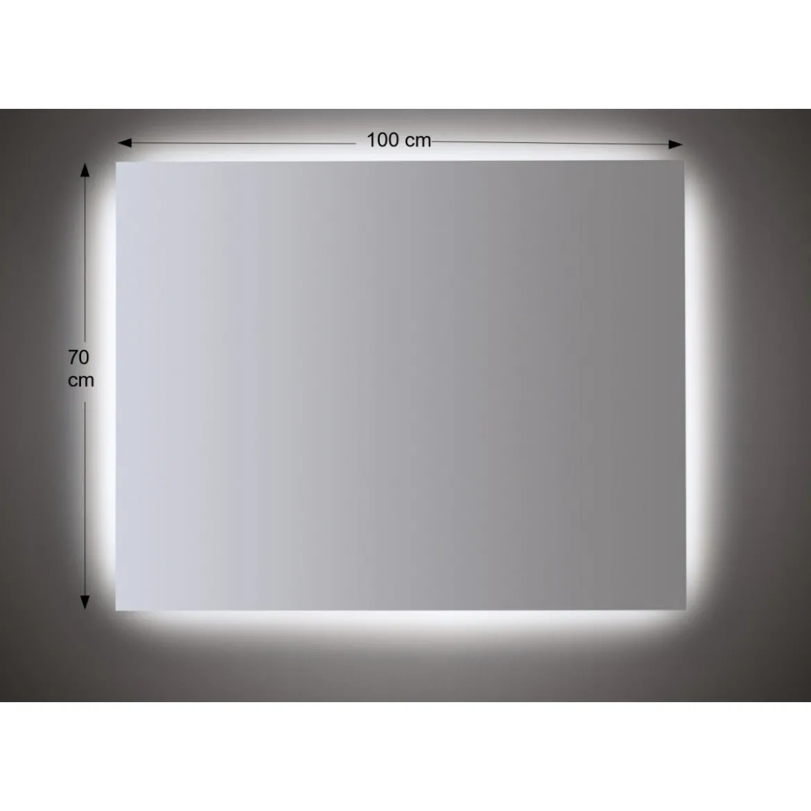 Specchio Moderno Rettangolare 100x70 con Illuminazione a Led da Bagno