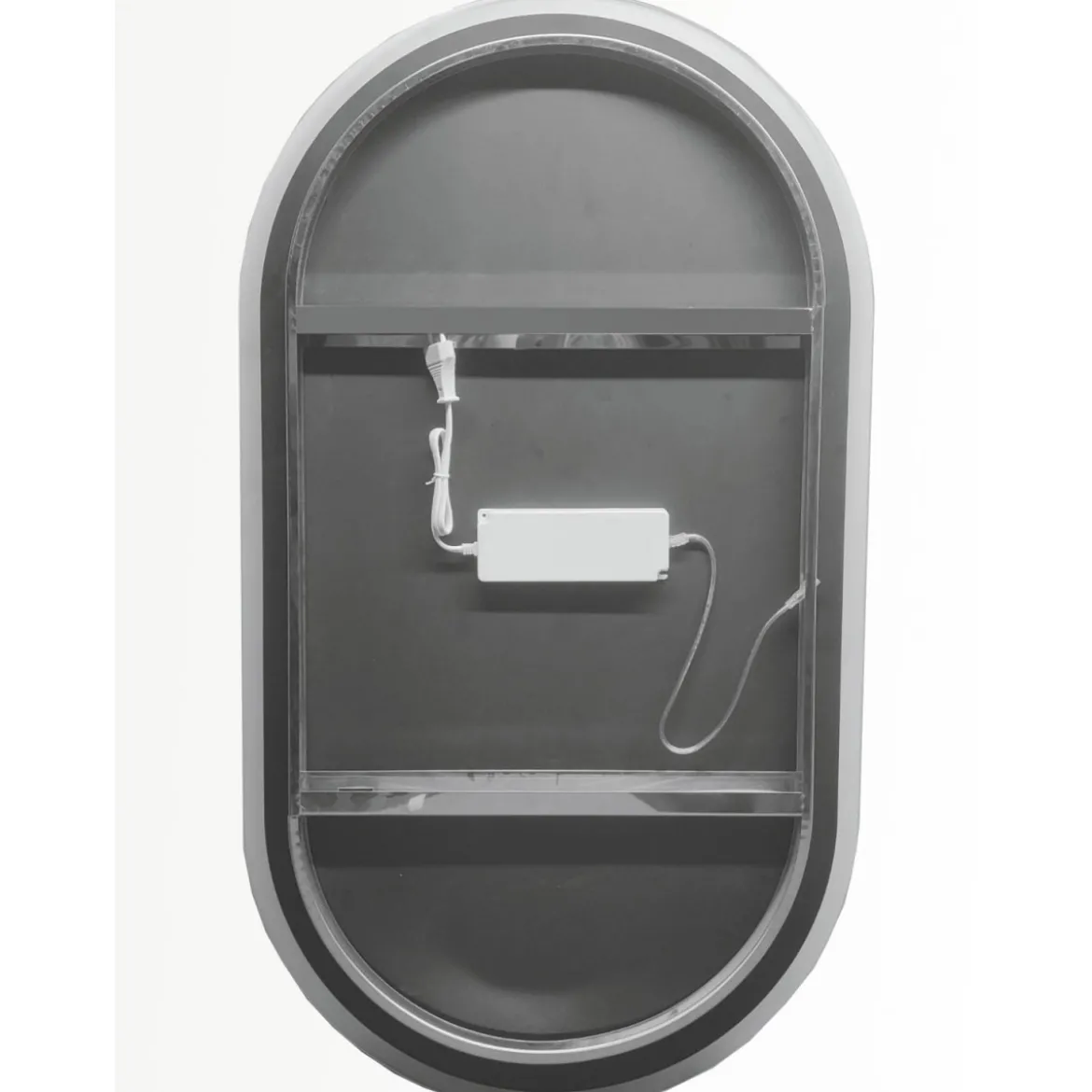 Specchio Ovale Retroilluminato a Led 63x110 cm per Bagno Reversibile