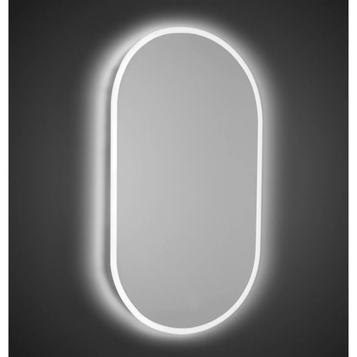 Specchio Ovale Retroilluminato a Led 63x110 cm per Bagno Reversibile
